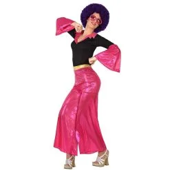Jourdefete Déguisement De Femme Disco Rose Et Noir - Taille Au Choix