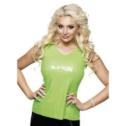 Jourdefete Top à Sequins Femme - Vert Fluo - Taille M
