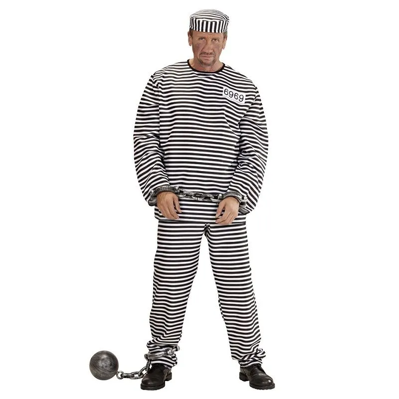 Jourdefete Costume De Prisonnier Rayé Homme - Taille Au Choix 1 Jourdefete Costume De Prisonnier Rayé Homme - Taille Au Choix