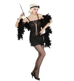 Jourdefete Déguisement Charleston Femme à Sequins Noir