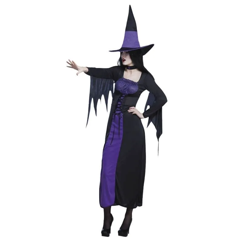 Jourdefete Costume De Sorcière Violette Femme - Taille Au Choix 1 Jourdefete Costume De Sorcière Violette Femme - Taille Au Choix