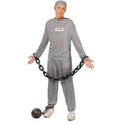 Jourdefete Costume De Prisonnier Rayé Homme - Taille L
