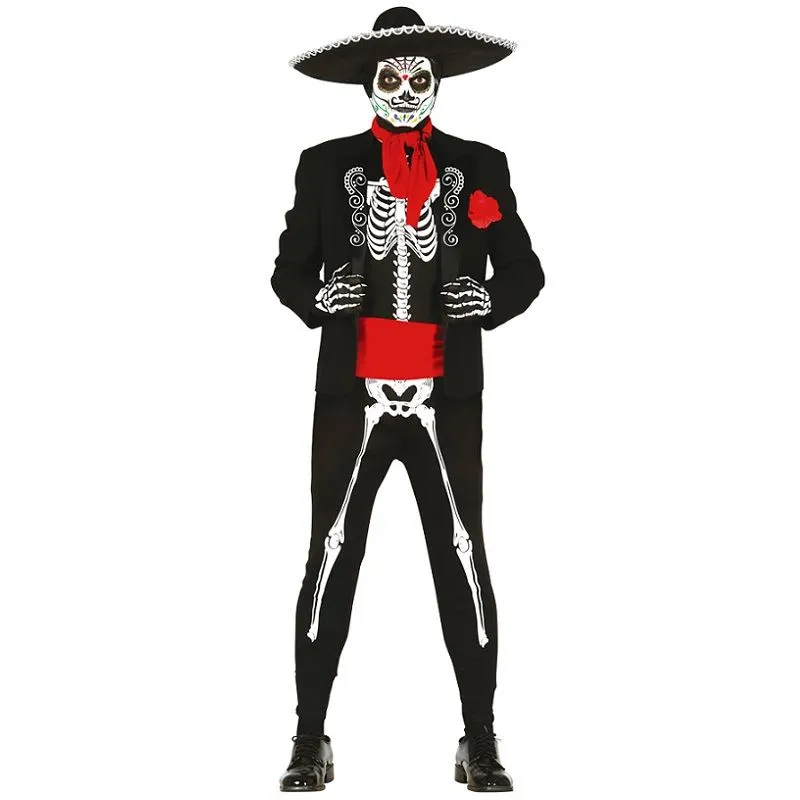 Jourdefete Déguisement De Mexicain Homme - Squelette - Day Of The Dead - Taille L 1 Jourdefete Déguisement De Mexicain Homme - Squelette - Day Of The Dead - Taille L