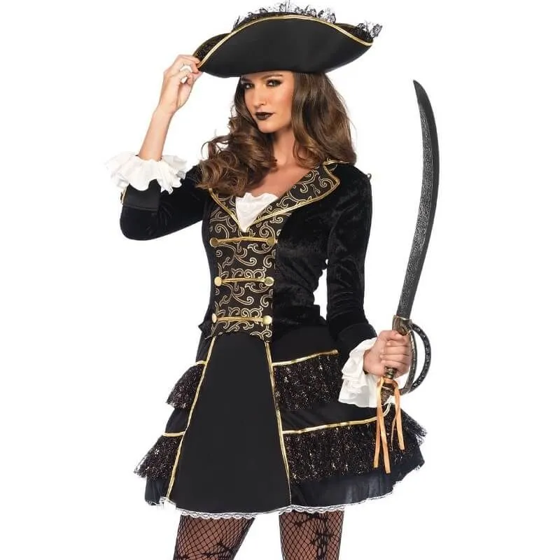 Jourdefete Déguisement Femme - Capitaine Des Pirates Luxe Avec Chapeau - Taille Au Choix 1 Jourdefete Déguisement Femme - Capitaine Des Pirates Luxe Avec Chapeau - Taille Au Choix