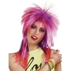 Jourdefete Perruque Femme Punk Rose Et Violette