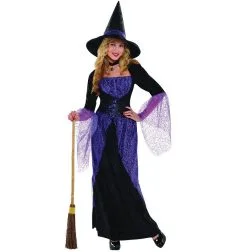 Jourdefete Déguisement De Sorcière Noir Et Violette Femme - Taille Au Choix
