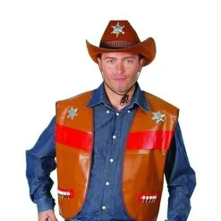 Jourdefete Gilet Cowboy Adulte - Marron