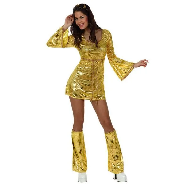 Jourdefete Déguisement Femme Disco Robe Or 1 Jourdefete Déguisement Femme Disco Robe Or