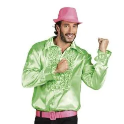Jourdefete Chemise Disco à Froufrous Taille L - Couleur Au Choix -Déguisement Originaux Soldes chemise disco a froufrous taille l couleur vert 3