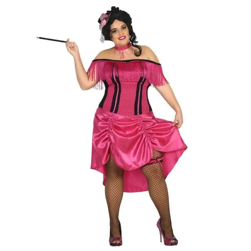 Jourdefete Déguisement Charleston Pour Femme - Robe Rose à Franges Et à Pois - Taille XXL 1 Jourdefete Déguisement Charleston Pour Femme - Robe Rose à Franges Et à Pois - Taille XXL