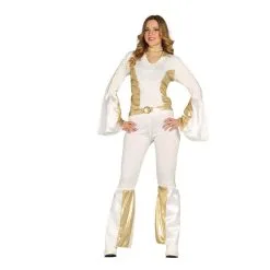 Jourdefete Déguisement Femme Pop Star Or Et Blanc