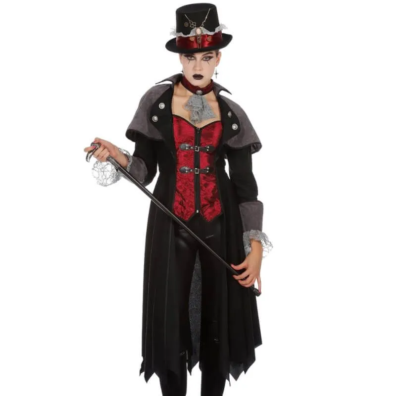 Jourdefete Déguisement Femme - Manteau Vampire Steampunk - Taille Au Choix 1 Jourdefete Déguisement Femme - Manteau Vampire Steampunk - Taille Au Choix