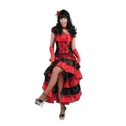 Jourdefete Déguisement Femme - Robe De Saloon - Rouge - Taille Au Choix -Déguisement Originaux Soldes deguisement femme robe de saloon rouge taille s 2