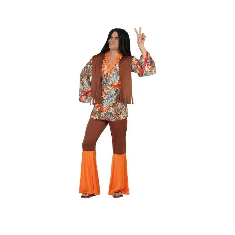 Jourdefete Déguisement De Hippie Orange Homme - Taille Au Choix 1 Jourdefete Déguisement De Hippie Orange Homme - Taille Au Choix