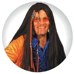 Jourdefete Perruque Hippie Homme Noir