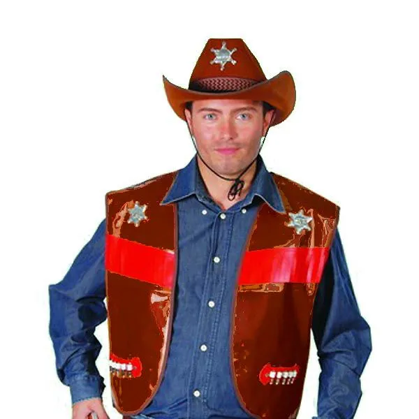 Jourdefete Gilet Cowboy Adulte - Marron Foncé 1 Jourdefete Gilet Cowboy Adulte - Marron Foncé