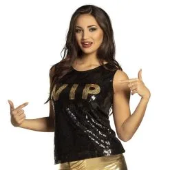 Jourdefete Top Sequins Noir VIP - Femme - Taille Unique